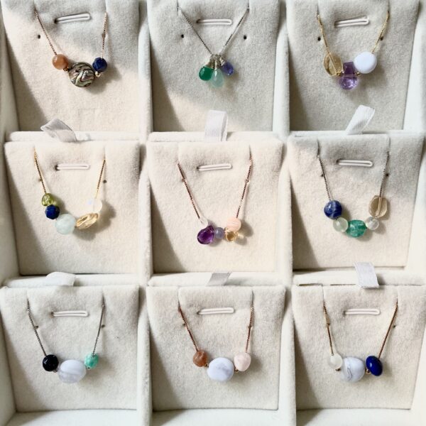 "Pespective" Necklace, in Sterling silver and mix stones