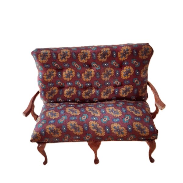 Miniatyrmöbel: Queen Anne soffa, skala 1:12